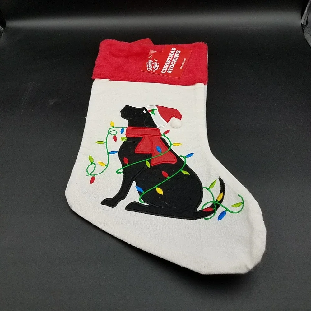 Holiday Style Black Labrador with Christmas‎ Lights 15.5